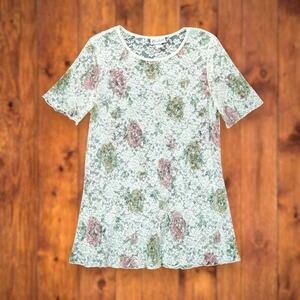 Vintage Elisabeth Sheer Dress Lace Floral Mid Length Size 22W Made in USA